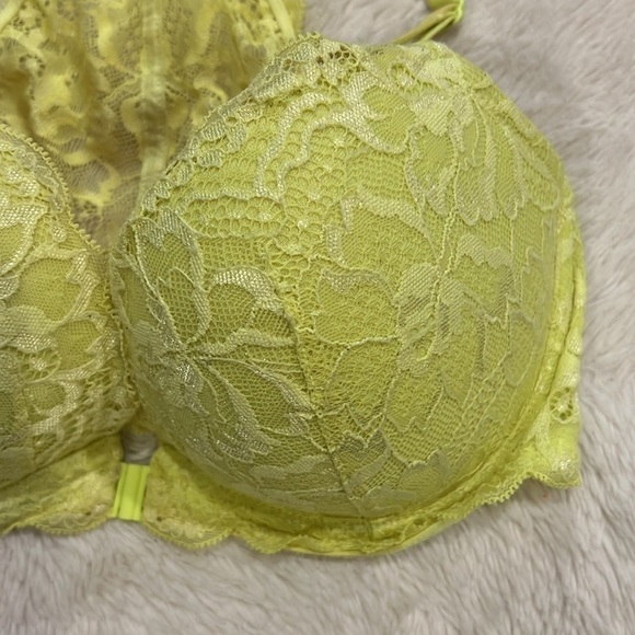 Yellow lace date racerback Victoria’s Secret pink bra 32DD - Picture 3 of 9